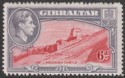Gibraltar 1938 KGVI 6d Carmine and Grey-Violet Perf 14 Mint SG126a