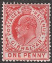 Click for more photos and details Gibraltar 1906 KEVII 1d Carmine Mint SG67