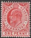 Gibraltar 1906 KEVII 1d Carmine Mint SG67