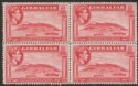 Gibraltar 1938 KGVI 1½d Carmine Perf 14 Block of Four Mint SG123