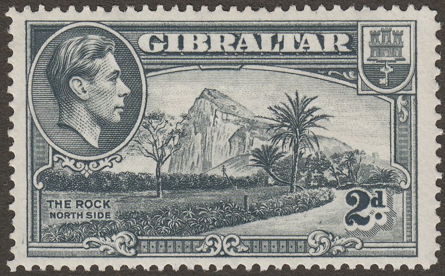 Gibraltar 1938 KGVI 2d Grey Perf 14 Mint SG124