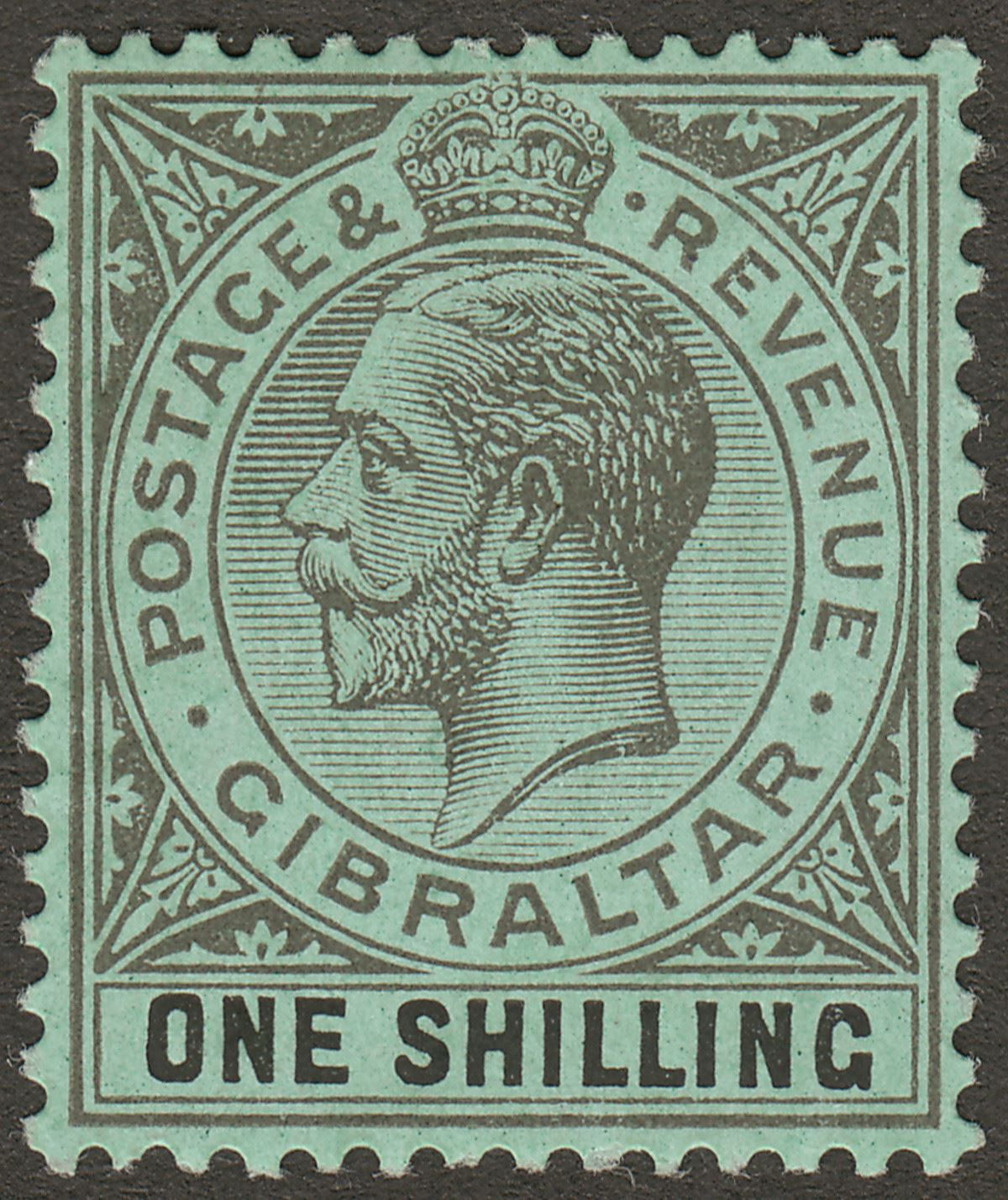 Gibraltar 1912 KGV 1sh Black on Green Mint SG81