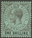 Gibraltar 1912 KGV 1sh Black on Green Mint SG81