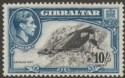 Click for more photos and details Gibraltar 1944 KGVI 10sh Black and Dark Blue Perf 13 Mint SG130a cat £42
