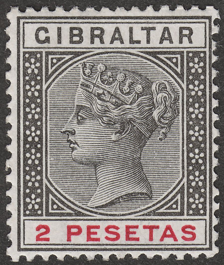 Gibraltar 1896 QV 2p Black and Carmine Mint SG32
