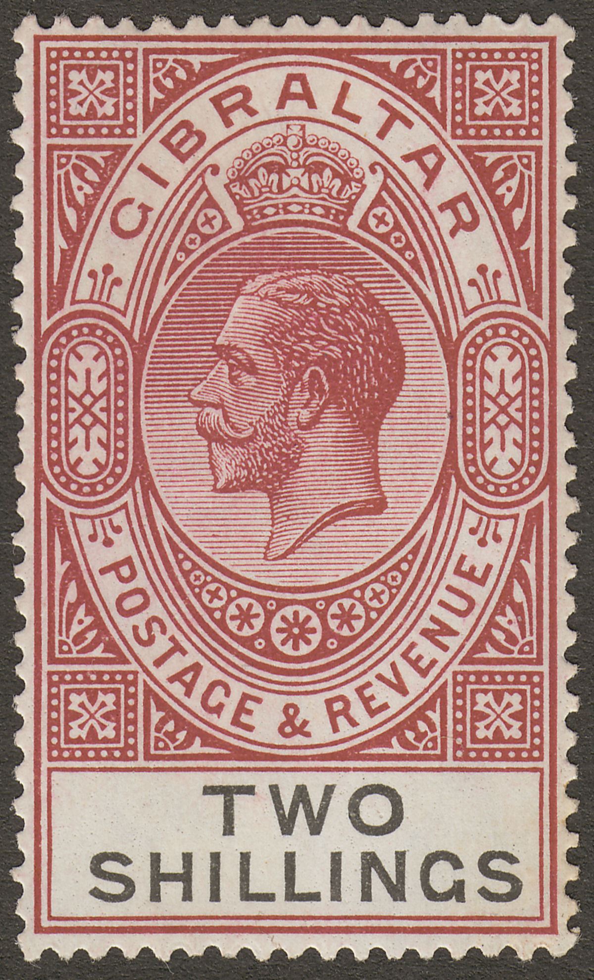 Gibraltar 1929 KGV 2sh Red-Brown and Black Mint SG103 cat £10 small tone