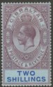 Click for more photos and details Gibraltar 1912 KGV 2sh Dull Purple and Blue on Blue Mint SG82