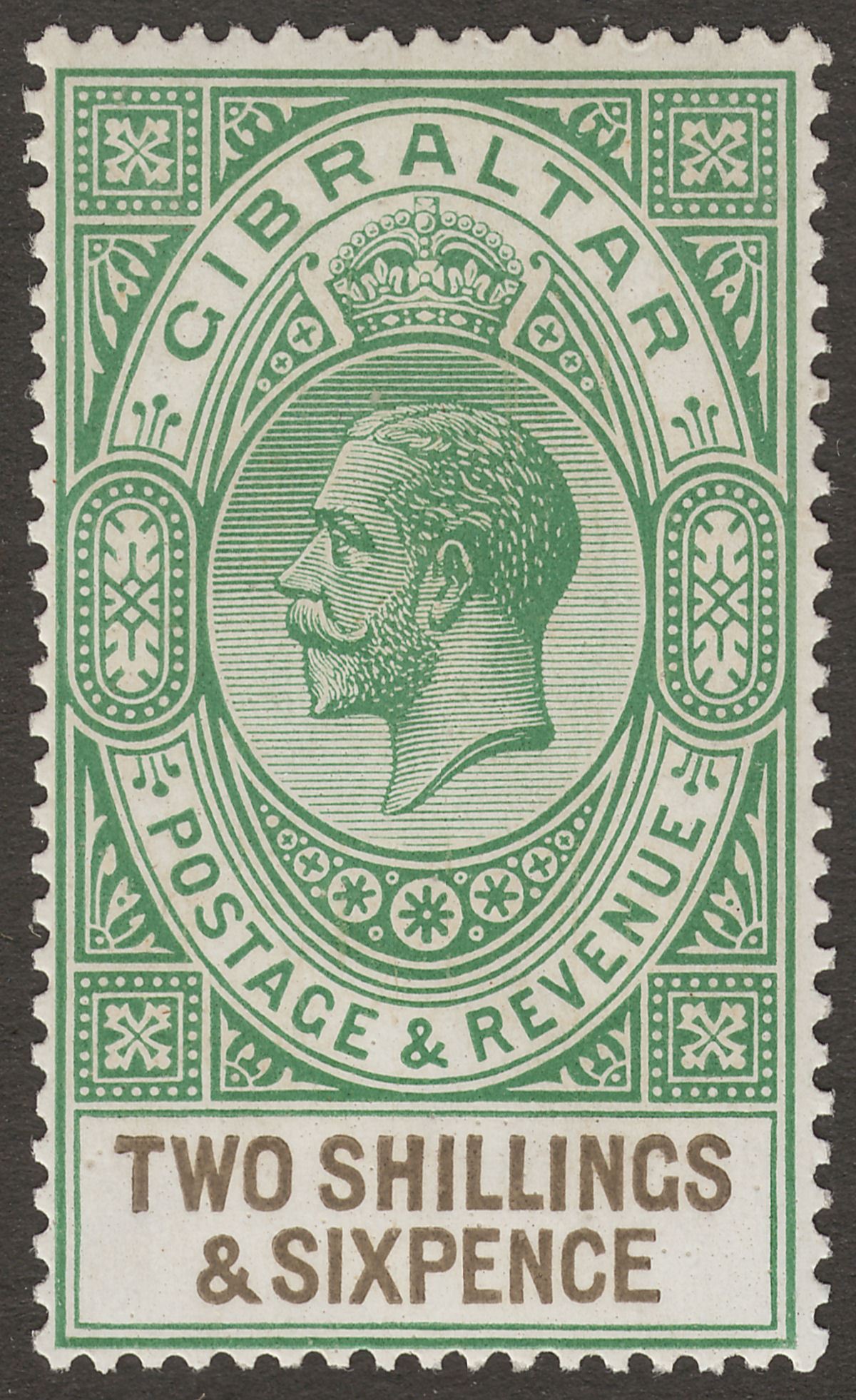 Gibraltar 1925 KGV 2sh6d Green and Black Mint SG104 cat £10