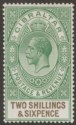 Click for more photos and details Gibraltar 1925 KGV 2sh6d Green and Black Mint SG104 cat £10