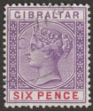 Click for more photos and details Gibraltar 1898 QV 6d Violet and Red Used SG44