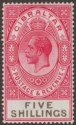 Click for more photos and details Gibraltar 1925 KGV 5sh Carmine and Black Mint SG105 cat £20
