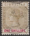 Gibraltar 1898 QV 1sh Bistre and Carmine Used SG45