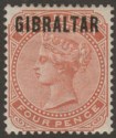 Click for more photos and details Gibraltar 1886 QV Overprint on Bermuda 4d Orange-Brown Mint SG5 cat £190