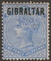 Click for more photos and details Gibraltar 1886 QV Overprint on Bermuda 2½d Ultramarine Mint SG4 cat £200 adhesio