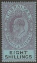 Click for more photos and details Gibraltar 1903 KEVII 8sh Dull Purple and Black on Blue Mint SG54 cat £170