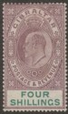 Click for more photos and details Gibraltar 1903 KEVII 4sh Dull Purple and Green Mint SG53 cat £150 w small thin