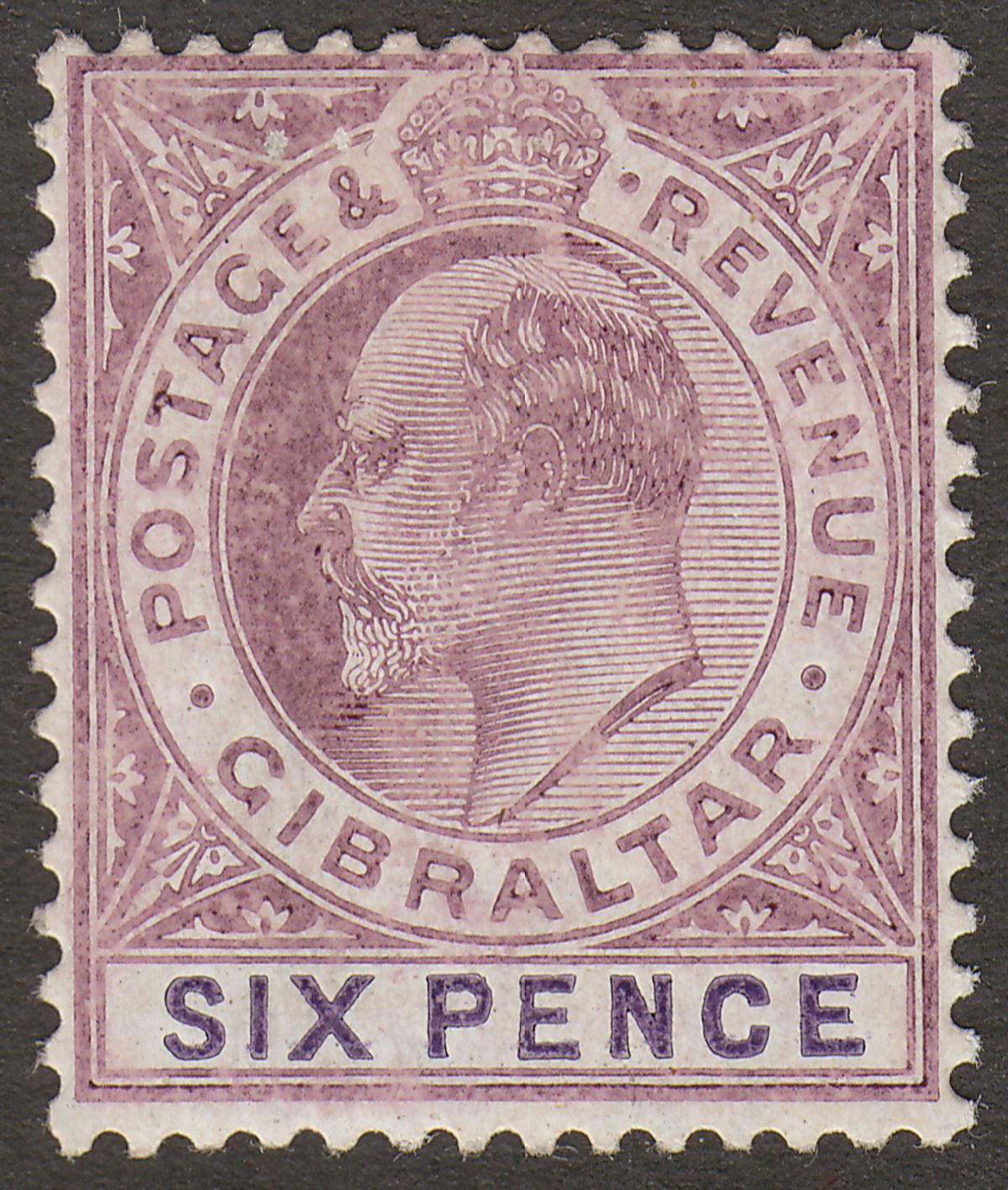 Gibraltar 1908 KEVII 6d Dull Purple and Violet Chalky Mint SG60a cat £32