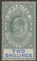 Click for more photos and details Gibraltar 1907 KEVII 2sh Green and Blue Chalky Mint SG62a cat £120 with tones