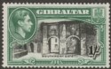 Click for more photos and details Gibraltar 1938 KGVI 1sh Black and Green Perf 13½ Mint SG127a cat £75