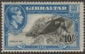 Click for more photos and details Gibraltar 1938 KGVI 10sh Black and Blue Perf 14 Mint SG130 cat £70