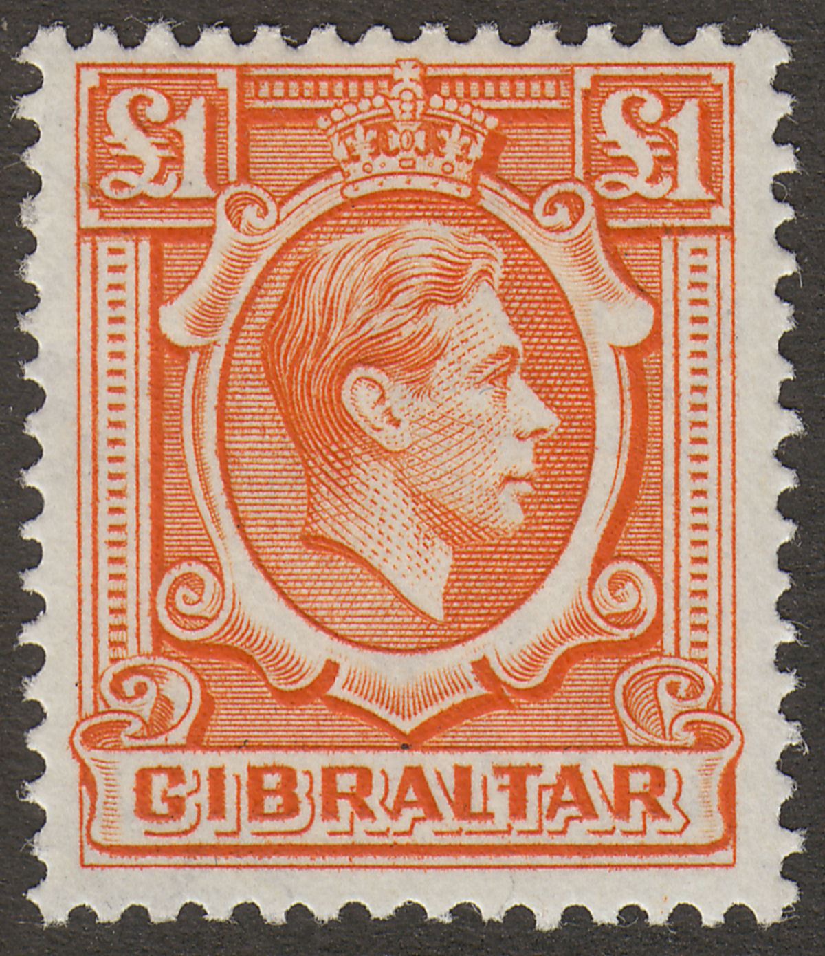 Gibraltar 1938 KGVI £1 Orange Mint SG131 cat £42