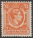 Click for more photos and details Gibraltar 1938 KGVI £1 Orange Mint SG131 cat £42