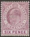 Click for more photos and details Gibraltar 1911 KEVII 6d Dull and Bright Purple Mint SG70 cat £150