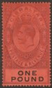 Click for more photos and details Gibraltar 1912 KGV £1 Dull Purple and Black on Red Mint SG85 cat £140