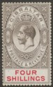 Click for more photos and details Gibraltar 1912 KGV 4sh Black and Carmine Mint SG83 cat £38