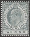 Click for more photos and details Gibraltar 1910 KEVII 2d Slate Mint SG68