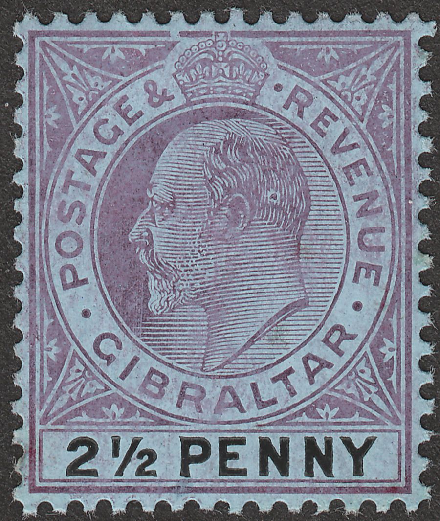 Gibraltar 1907 KEVII 2½d Purple and Black on Blue Mint SG59