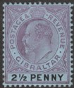 Gibraltar 1907 KEVII 2½d Purple and Black on Blue Mint SG59