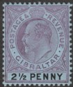 Click for more photos and details Gibraltar 1907 KEVII 2½d Purple and Black on Blue Mint SG59