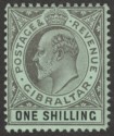 Click for more photos and details Gibraltar 1910 KEVII 1sh Black on Green Mint SG71