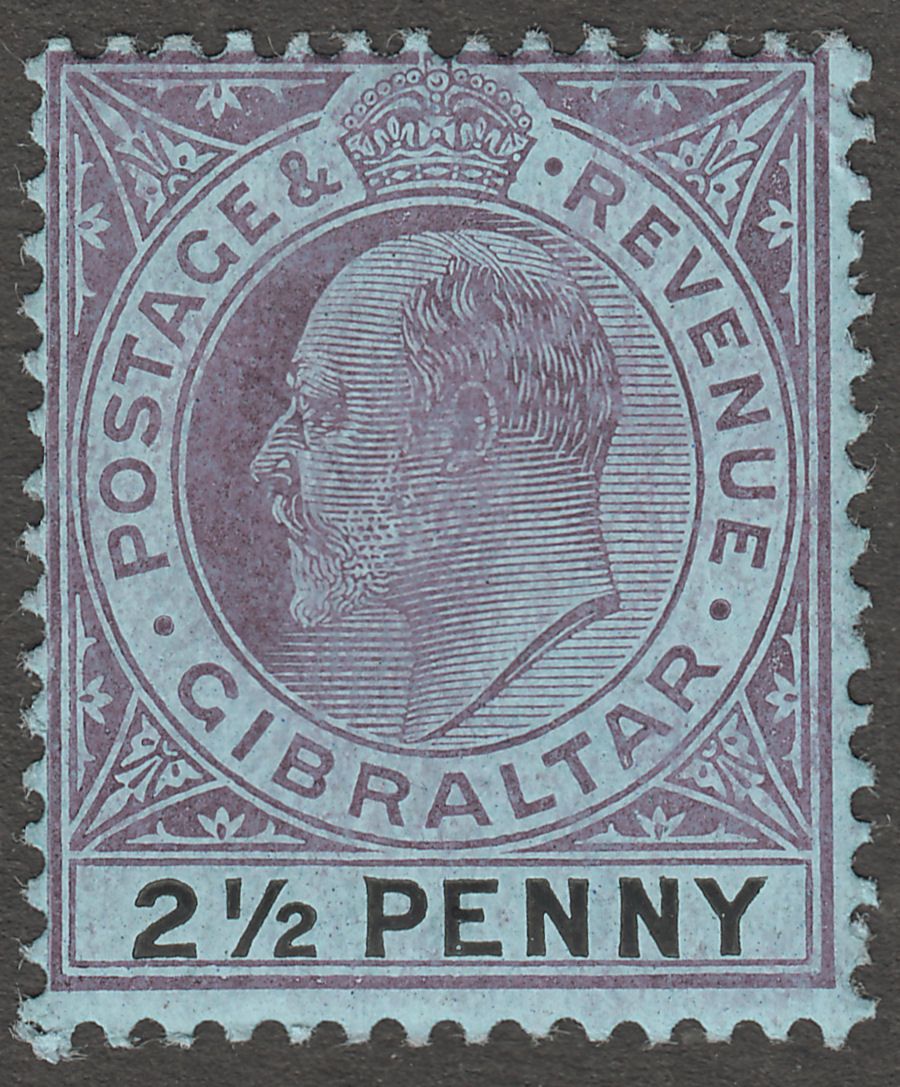 Gibraltar 1907 KEVII 2½d Purple and Black on Blue Mint SG59