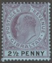 Gibraltar 1907 KEVII 2½d Purple and Black on Blue Mint SG59