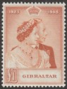 Gibraltar 1948 KGVI Royal Silver Wedding £1 Brown-Orange Mint SG135 RSW