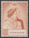 Gibraltar 1948 KGVI Royal Silver Wedding £1 Brown-Orange Mint SG135 RSW