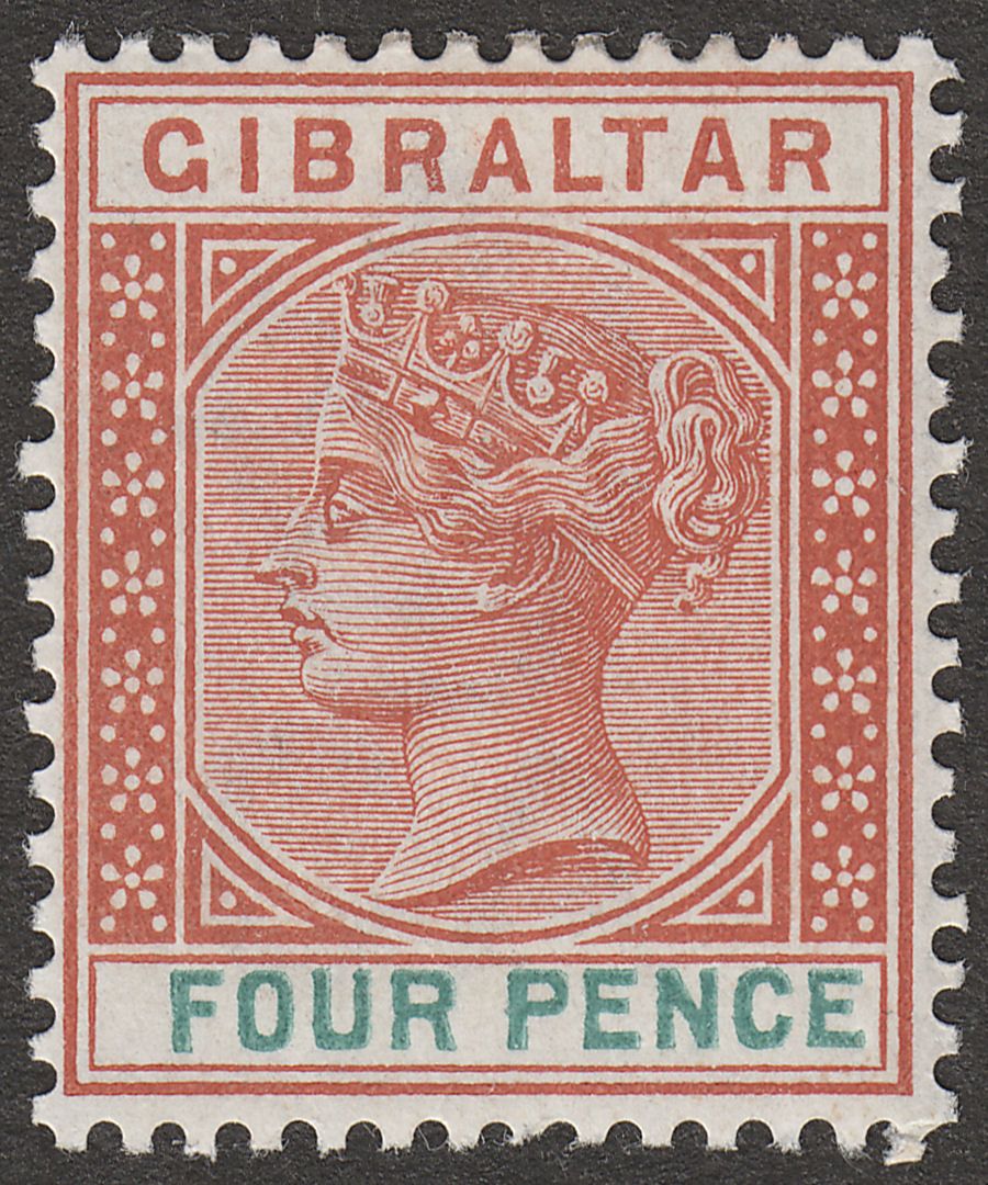 Gibraltar 1898 QV 4d Orange-Brown and Green Mint SG43