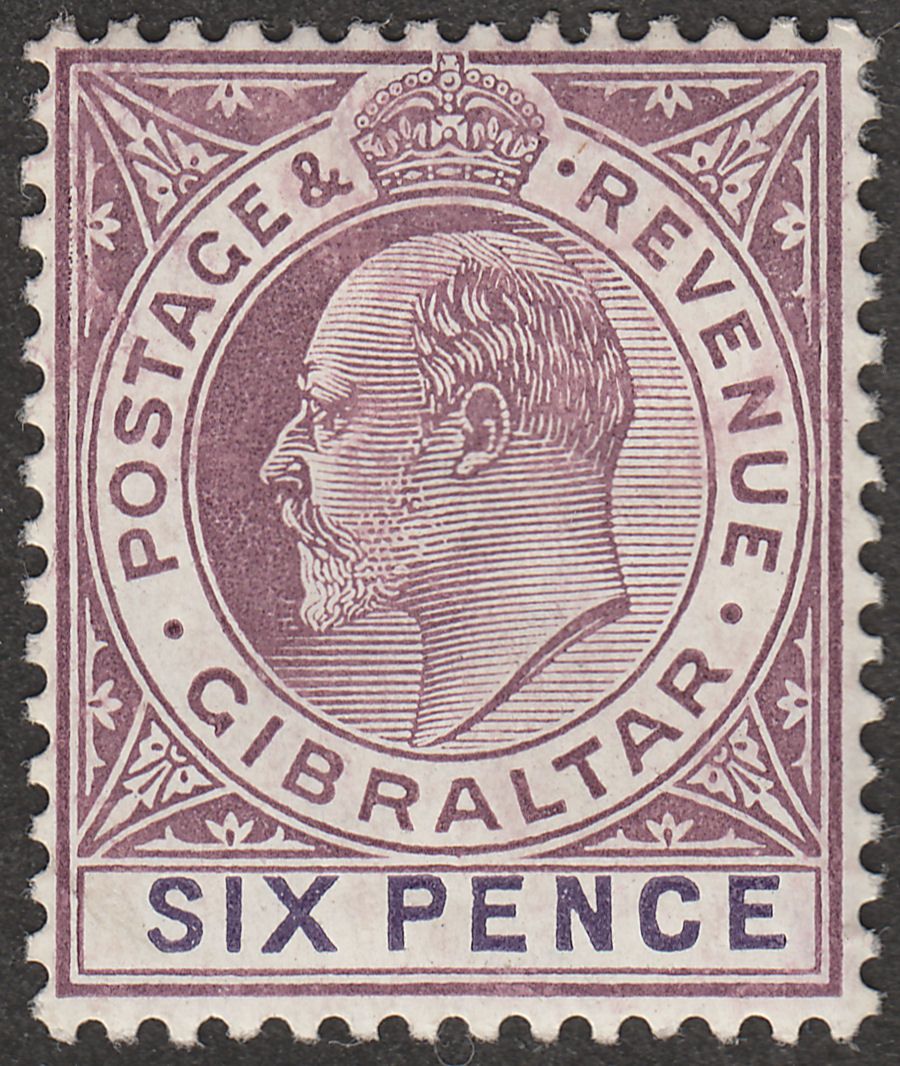 Gibraltar 1908 KEVII 6d Dull Purple and Violet Chalky Mint SG60a