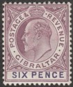 Gibraltar 1908 KEVII 6d Dull Purple and Violet Chalky Mint SG60a