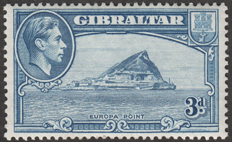 Gibraltar 1938 KGVI 3d Light Blue Perf 13½ Mint SG125