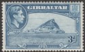 Click for more photos and details Gibraltar 1938 KGVI 3d Light Blue Perf 13½ Mint SG125