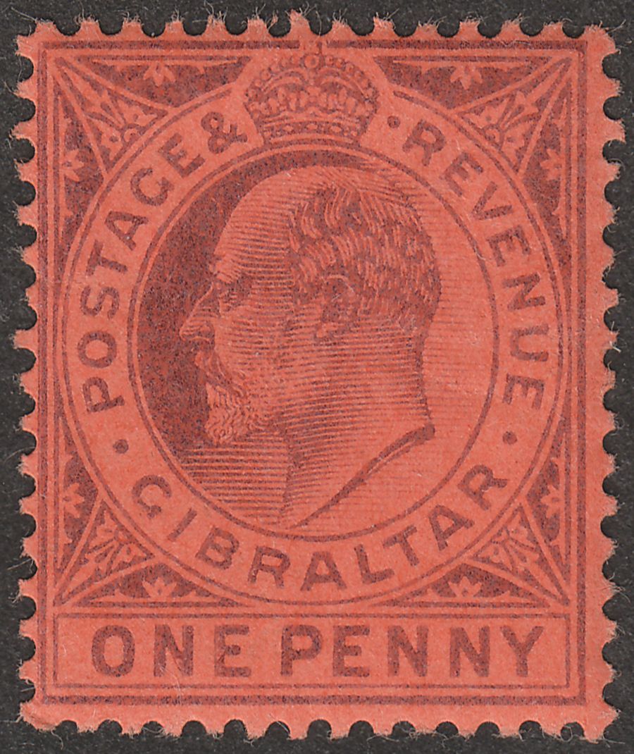 Gibraltar 1903 KEVII 1d Dull Purple on Red Mint SG47