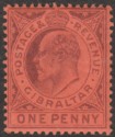 Gibraltar 1903 KEVII 1d Dull Purple on Red Mint SG47