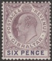 Gibraltar 1903 KEVII 6d Dull Purple and Violet Mint SG50