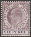 Click for more photos and details Gibraltar 1903 KEVII 6d Dull Purple and Violet Mint SG50
