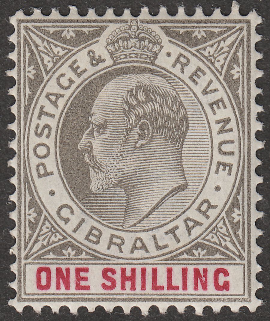 Gibraltar 1903 KEVII 1sh Black and Carmine Mint SG51