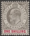 Gibraltar 1903 KEVII 1sh Black and Carmine Mint SG51