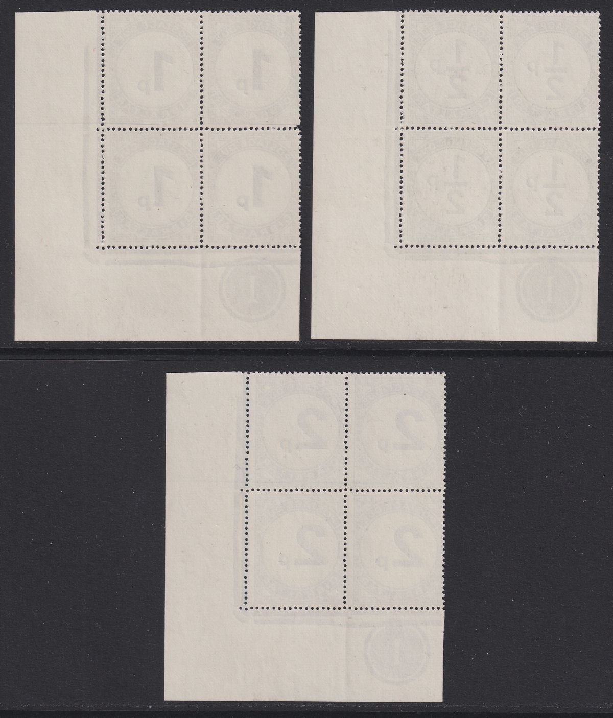Gibraltar QEII 1971 Postage Due Plate 1 Block Set Mint SG D4-D6
